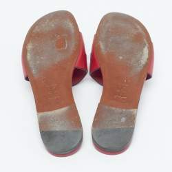 Pre Owned Dior D-Club Size 39 Red Leather Flat Slides