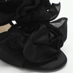 مملوكة مسبقًا صندل سهرة ديور حلية دانتيل وساتان أسود سير كاحل مقاس 38