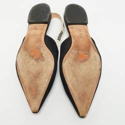 مملوكة مسبقًا Dior J'Adior Size 38.5 Black Technical Fabric Pointed Toe Slingback Flats