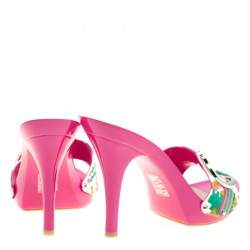 Pre Owned Dior Multicolor Printed Cotton Peep Toe Slide Clogs Size 39.5