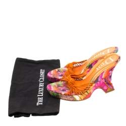 Dior Multicolor Floral Print Fabric Wedge Platform Slide Sandals Size 36.5