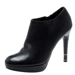 Pre Owned حذاء بوت كاحل ديور نعل سميك جلد أسود مقاس 36