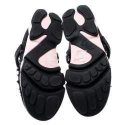 Pre Owned Dior Black Fabric And Mesh Neoprene Fusion Embellished Low-Top Sneakers Size 37