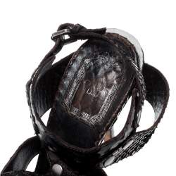 Pre Owned Dior Brown Python Leather Extreme Cutout Platform Sandals Size 39