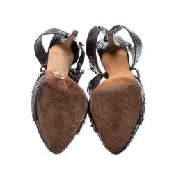 Pre Owned Dior Brown Python Leather Extreme Cutout Platform Sandals Size 39