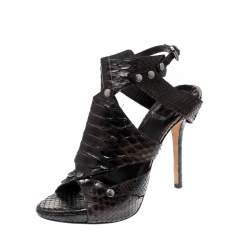 Pre Owned Dior Brown Python Leather Extreme Cutout Platform Sandals Size 39