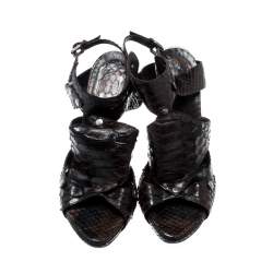 Pre Owned Dior Brown Python Leather Extreme Cutout Platform Sandals Size 39