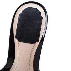 Pre Owned Dior Black Cannage Patent Leather Bow Slides Size 38