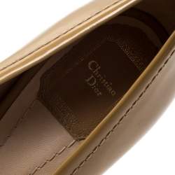Pre Owned Dior Beige Patent Leather Buckled Square Toe Pumps Size 36