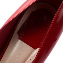 Pre Owned Dior Corail Patent Leather Peep Toe Platform Pumps Size 39.5