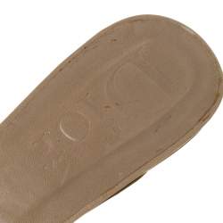 Dior Beige Studded Suede Bow Detail Open Toe Slides Size 40