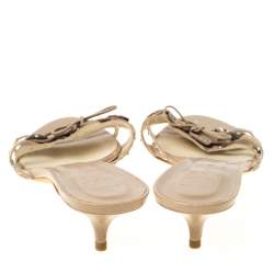 Dior Beige Studded Suede Bow Detail Open Toe Slides Size 40