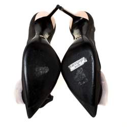 Pre Owned Dior Black Mesh Garden Flower Detail Pointed Toe Pumps Size 37.5