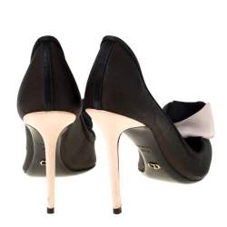 Pre Owned Dior Black Mesh Garden Flower Detail Pointed Toe Pumps Size 37.5