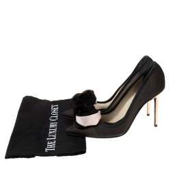 Pre Owned Dior Black Mesh Garden Flower Detail Pointed Toe Pumps Size 37.5