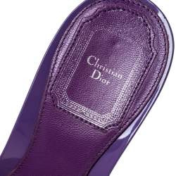مملوكة مسبقًا Dior Purple Patent Leather Bow Open Toe Sandals Size 36