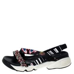 مملوكة مسبقًا Dior Multicolor Sequin And Cotton Fabric Trio Fusion Slingback Sandals Size 37