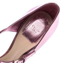 Dior Pink Metallic Patent Leather Open Toe Ankle Strap Sandals Size 38.5