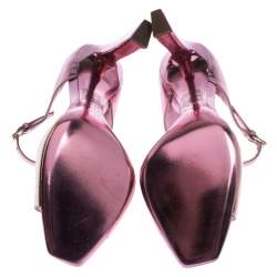 Dior Pink Metallic Patent Leather Open Toe Ankle Strap Sandals Size 38.5