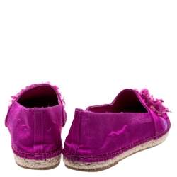 Dior Pink Canvas Embellished Espadrilles Loafers Size 36