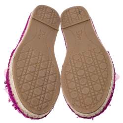 Dior Pink Canvas Embellished Espadrilles Loafers Size 36