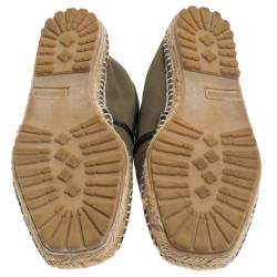 Pre Owned Dsquared2 Khaki Canvas Shell Embellished Espadrille Flats Size 39