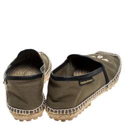 Pre Owned Dsquared2 Khaki Canvas Shell Embellished Espadrille Flats Size 39
