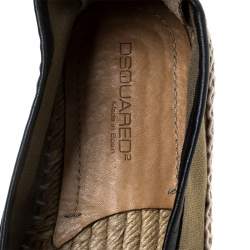 Pre Owned Dsquared2 Khaki Canvas Shell Embellished Espadrille Flats Size 39