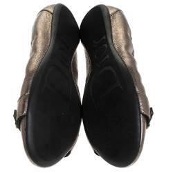 Pre Owned Dior Metallic Leather Buckle Ballet Flats Size 41