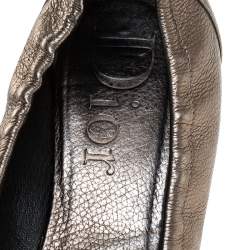 Pre Owned Dior Metallic Leather Buckle Ballet Flats Size 41