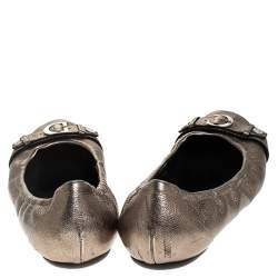 Pre Owned Dior Metallic Leather Buckle Ballet Flats Size 41