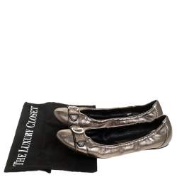 Pre Owned Dior Metallic Leather Buckle Ballet Flats Size 41