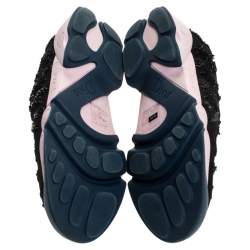 Pre Owned حذاء رياضي ديور "فيوجن" بطراز سليب أون شبك مزخرف ترتر أسود مقاس 37