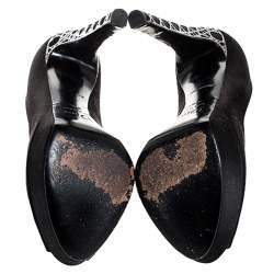Dior Black Satin Cannage Heel Peep Toe Platform Pumps Size 36.5