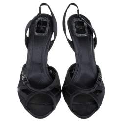 Dior Black Mesh and Satin Peep Toe Slingback Sandals Size 40.5