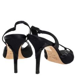 Dior Black Mesh and Satin Peep Toe Slingback Sandals Size 40.5