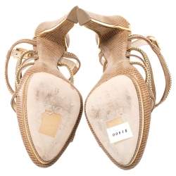 Pre Owned Dior Brown Textured Suede Chain Embellished Strappy Sandals Size 38