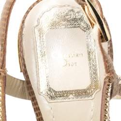 Pre Owned Dior Brown Textured Suede Chain Embellished Strappy Sandals Size 38