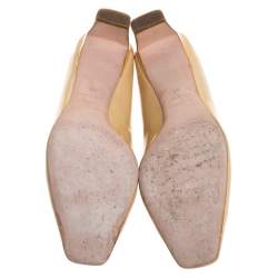 Dior Beige Patent Leather Bow Detail Square Toe Pumps Size 39