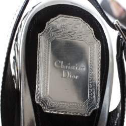 Pre Owned Dior Two Tone Patent Leather And Braid Woven Wedge Slingback Platform Sandals Size 36