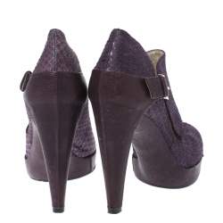 Dior Purple Python Leather And Embossed Leather Platform Ankle Booties Size 40
