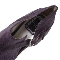 Dior Purple Python Leather And Embossed Leather Platform Ankle Booties Size 40