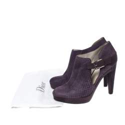 Dior Purple Python Leather And Embossed Leather Platform Ankle Booties Size 40