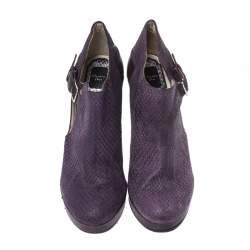 Dior Purple Python Leather And Embossed Leather Platform Ankle Booties Size 40