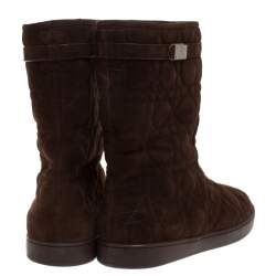 Pre Owned حذاء بوت كاحل ديور "كوزي" بطانة فرو سويدي كاناج بني مقاس 37.5