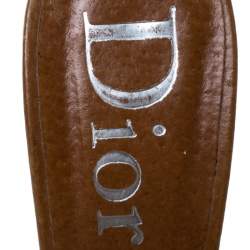 Dior Brown Leather Cross Stitch And Logo Detail Slide Sandals Size 39.5