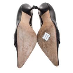 Pre Owned Dior Black Eyelet Leather Buckle Detail Pointed Toe Pumps Size 38.5