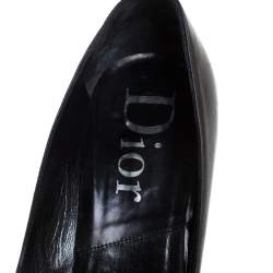 Pre Owned Dior Black Eyelet Leather Buckle Detail Pointed Toe Pumps Size 38.5