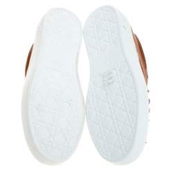 مملوكة مسبقًا حذاء رياضي ديور سليب أون مزخرف بي في سي وجلد بني/وردي مقاس 37.5