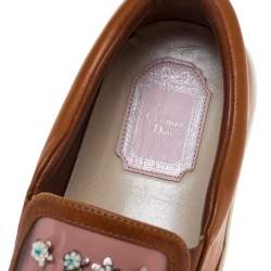 مملوكة مسبقًا حذاء رياضي ديور سليب أون مزخرف بي في سي وجلد بني/وردي مقاس 37.5